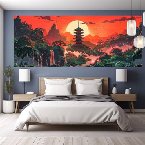 Diamond Painting Erwachsene Groß XXL 200x80cm Diamond Painting Japan, 5D DIY Malen Nach Zahlen Erwachsene Landschaft,Full Drill Cross Stickerei Bilder Malerei Basteln Kits, Wohnzimmer Zimmer Deko Y518 von clldy