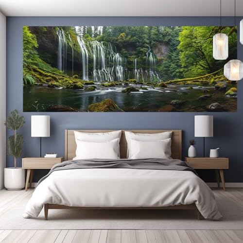 Diamond Painting Erwachsene Groß XXL 200x80cm Diamond Painting Wasserfall, 5D DIY Malen Nach Zahlen Erwachsene Landschaft, Full Drill Cross Stickerei Bilder Malerei Basteln Kits, Zimmer Deko Y470 von clldy