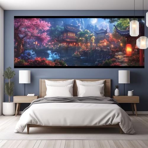 Diamond Painting Erwachsene Groß XXL 70x30cm Diamond Painting Japan, 5D DIY Malen Nach Zahlen Erwachsene Blume, Full Drill Cross Stickerei Bilder Malerei Basteln Kits, Wand Wohnzimmer Zimmer Deko Y524 von clldy