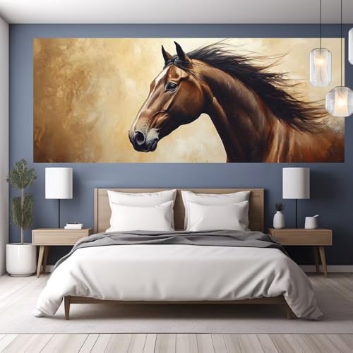 Diamond Painting Pferd Diamond Painting Erwachsene Groß XXL, 5D DIY Bastelset Erwachsene Mosaikherstellung Bilder, Diamant Malerei Geschenke für Frauen, Wohnzimmer Zimmer Wanddeko Tier 130x60cm Y1153 von clldy