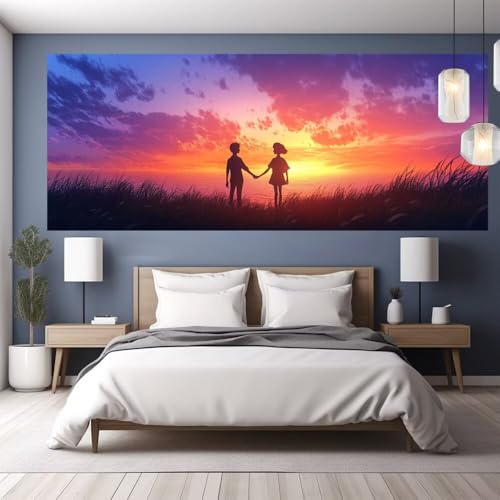 Diamond Painting Sonnenuntergang Diamond Painting Erwachsene Groß XXL, 5D DIY Bastelset Erwachsene Mosaikherstellung Bilder, Diamant Malerei Geschenke für Frauen, Zimmer Wanddeko Paar 130x60cm Y1143 von clldy