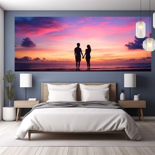 Diamond Painting Sonnenuntergang Diamond Painting Erwachsene Groß XXL, 5D DIY Bastelset Erwachsene Mosaikherstellung Bilder, Diamant Malerei Geschenke für Frauen, Zimmer Wanddeko Paar 130x60cm Y1145 von clldy