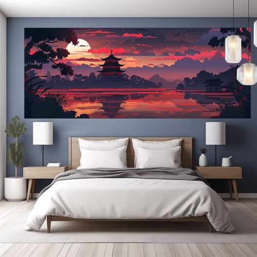 Diamond Painting Sonnenuntergang Diamond Painting Erwachsene Groß XXL, 5D DIY Bastelset Erwachsene Mosaikherstellung Bilder, Diamant Malerei Geschenke für Frauen, Zimmer Wanddeko See 130x60cm Y1133 von clldy
