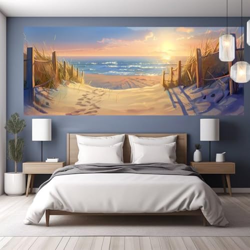 Diamond Painting Sonnenuntergang Diamond Painting Erwachsene Groß XXL, 5D DIY Bastelset Erwachsene Mosaikherstellung Bilder, Diamant Malerei Geschenke für Frauen, Zimmer Wanddeko Strand 160x70cm Y1147 von clldy