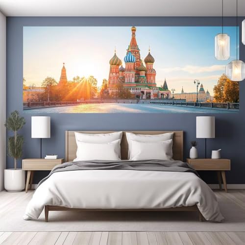 Diamond Painting Sonnenuntergang Diamond Painting Erwachsene Groß XXL, DIY Bastelset Erwachsene Mosaikherstellung Bilder,Diamant Malerei Geschenke für Frauen,Zimmer Wanddeko Architektur 130x60cm Y1135 von clldy