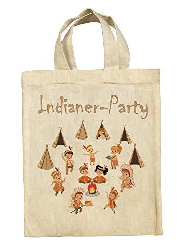 clothinx Lustige Kindergeburtstag Mitgebsel Tasche Beutel im Set mit Geburtstag Motto Indianer 10er Pack von clothinx