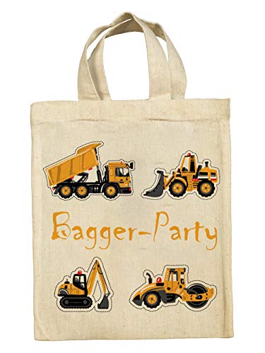 clothinx Lustige Kindergeburtstag Tasche Mitgebsel Beutel im Set mit Geburtstag Motto Bagger 5er Pack von clothinx