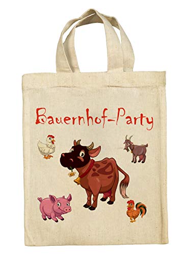 clothinx Lustige Kindergeburtstag Tasche Mitgebsel Beutel im Set mit Geburtstag Motto Bauernhof 5er Pack von clothinx