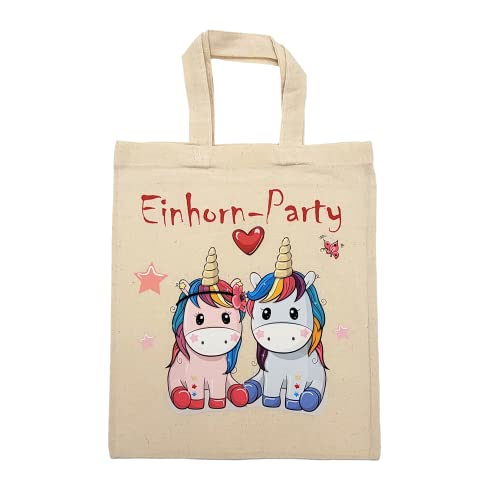 clothinx Lustige Kindergeburtstag Tasche Mitgebsel Beutel im Set mit Geburtstag Motto Einhorn 5er Pack von clothinx