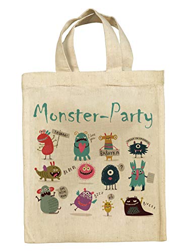clothinx nachhaltige Monster Kindergeburtstag Mitgebsel Tasche Beutel im Set mit Geburtstag Motto Monster 5er Pack von clothinx