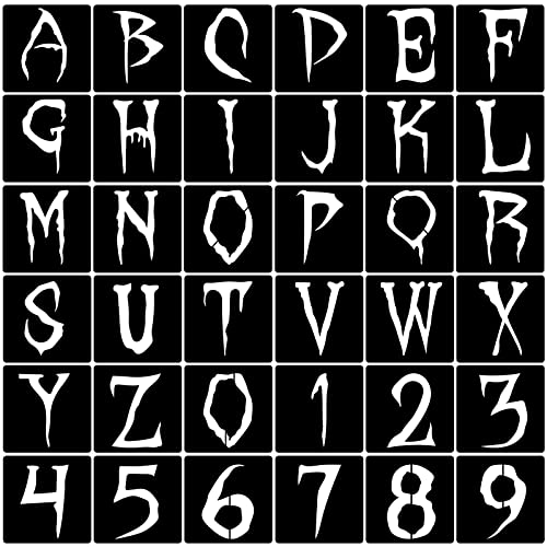 36pcs Halloween Letter Stencils Reusable Halloween Number Stencil DIY Alphabet Stencil for Painting on Wood Canvas Reusable Template Nativity Scene Paint Stencils for Crafts Fabric Home Decor (4 Inch) von clothmile
