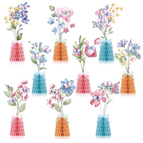 9 x Wildblumen-Waben-Tafelaufsätze, Wildblumen-Partyzubehör, Frühling, Sommer, Wildblumen-Thema, Tischdekoration für Hochzeit, kleine Wildblumen, Babyparty-Dekorationen (Wildblume) von clothmile