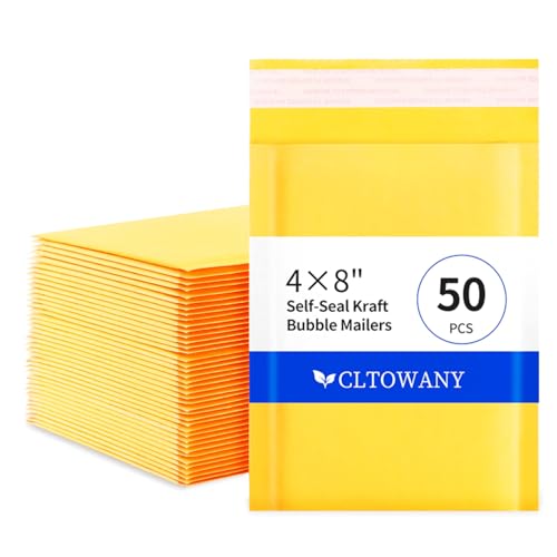 Cltowany Luftpolster-Versandtaschen aus Kraftpapier, 10,2 x 20,3 cm, 50 Stück, kleine gepolsterte Umschläge für Versandkarten, Schmuck, Make-up und kleine Unternehmensverpackungen Cltowany Luftpolster-Versandtaschen aus Kraftpapier, 10,2 x 20,3 cm, 50 Stück, kleine gepolsterte Umschläge für Versandkarten, Schmuck, Make-up und kleine Unternehmensverpackungen von cltowany