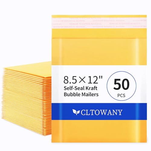Cltowany Luftpolster-Versandtaschen aus Kraftpapier, 21,6 x 30,5 cm, 50 Stück, kleine gepolsterte Umschläge für Versandkarten, Schmuck, Make-up und kleine Unternehmensverpackungen von cltowany