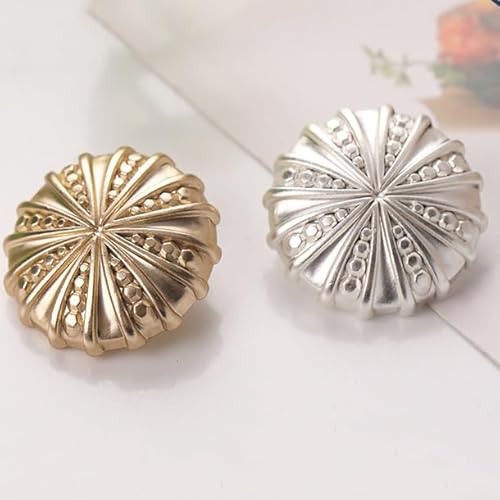 Clyaiylc Dekorative Metallknöpfe, Sonnenschliff-Muster, 15 mm, rund, Art-Deco-Stil, 10 Stück, Blumen-Design zum Nähen, Basteln (Gold) von clyaiylc