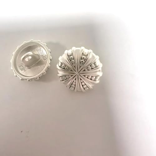 Clyaiylc Dekorative Metallknöpfe, Sonnenschliff-Muster, 15 mm, rund, Art-Deco-Stil, 10 Stück, Blumen-Design zum Nähen, Basteln (Silber) von clyaiylc