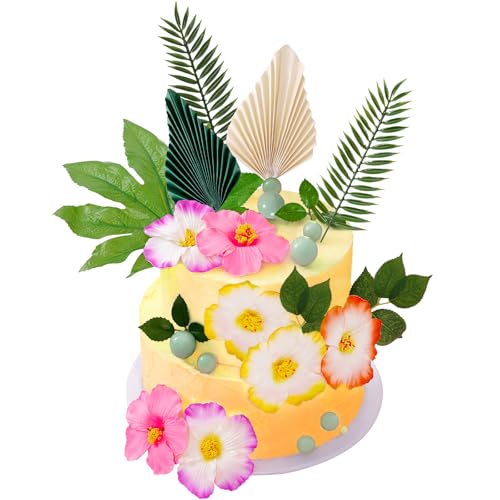 cnomg 25 Stück Blumen-Kuchenaufsatz, hawaiianische Kuchendekorationen mit Hibiskusblume, Palmenblätter, für Geburtstag, Sommer, tropisch, hawaiianisch, Strand, Motto-Party, Babyparty, 25 Stück cnomg 25 Stück Blumen-Kuchenaufsatz, hawaiianische Kuchendekorationen mit Hibiskusblume, Palmenblätter, für Geburtstag, Sommer, tropisch, hawaiianisch, Strand, Motto-Party, Babyparty, 25 Stück von cnomg