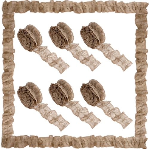 cnomg 6 Rollen gerüschte Pinnwand-Bordüre, 6 x 240 cm, DIY Jute-Bordüre, Pinnwand-Bordüre, Basteln für Klassenzimmer, Bauernhaus, Baumdekoration (braun) von cnomg