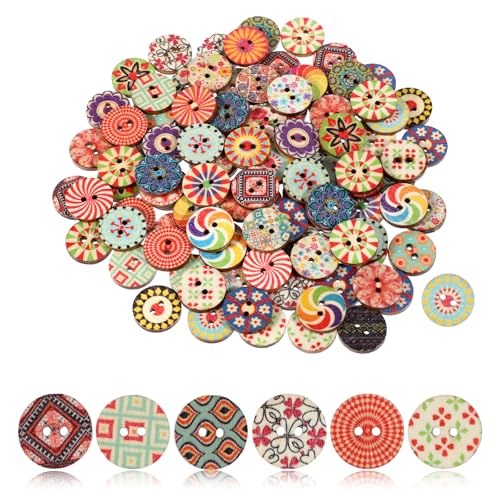 cobee 100 Stück Bunte Holzknöpfe, 15mm Vintage Nähen Knöpfe Rund Blumen Puppenknöpfe Basteln Buttons Knöpfe zum Annähen, Geometrishes Muster Kinderknöpfe für Nähen DIY Basteln Handwerk Deko cobee 100 Stück Bunte Holzknöpfe, 15mm Vintage Nähen Knöpfe Rund Blumen Puppenknöpfe Basteln Buttons Knöpfe zum Annähen, Geometrishes Muster Kinderknöpfe für Nähen DIY Basteln Handwerk Deko von Cobee