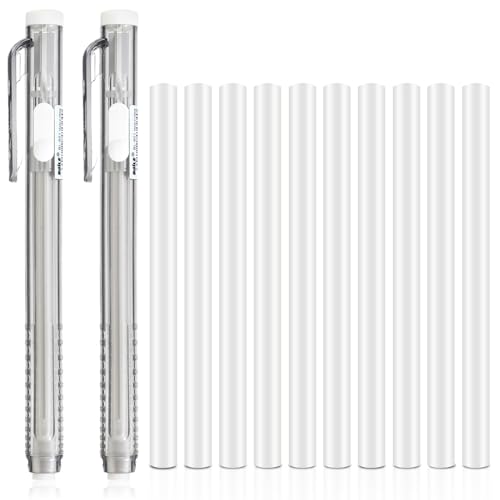 cobee 12 Pack einziehbare mechanische Radiergummi Stift, 2 Pcs Pen Style Radiergummis mit 10 Pcs Ersatz Radiergummi Minen, Klick Radiergummis für Schule Haus Büro Künstler Zeichnung(Grau) von Cobee