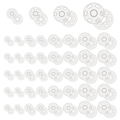cobee 120 Paare Kunststoff Druckknöpfe zum Annähen, Transparent Druckknopf Snap Unsichtbare Annähen Druckknöpfe Klare Knöpfe für DIY Handwek Nähen von Kleidung (7mm, 13mm, 15mm, 20mm) von Cobee
