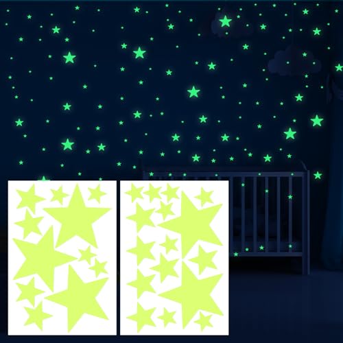 cobee 27 Stück Leuchtsterne Kinderzimmer Wandsticker, Selbstklebend Sterne Glow in the Dark, Sternenhimmel Wandsticker Leuchtaufkleber Sterne für Wände und Decken Kinderzimmer Deko (4cm,6cm,13cm) von Cobee