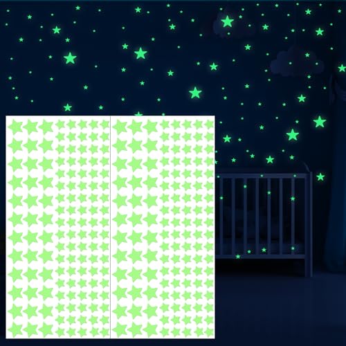 cobee 423 Stück Leuchtsterne Kinderzimmer Wandsticker, Selbstklebend Sterne Glow in the Dark, Sternenhimmel Wandsticker Leuchtaufkleber Sterne für Wände Kinderzimmer Deko Scrapbook (5mm,10mm,15mm) von Cobee