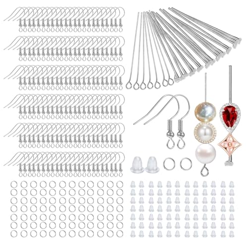 Cobee 800 Stück Ohrring Haken Set, Ohrringe Selber Machen Edelstahl Ohrringhaken Französische Ohrhaken Silber, Ohrring Verschlüssen und Biegeringen für Schmuckherstellung Cobee 800 Stück Ohrring Haken Set, Ohrringe Selber Machen Edelstahl Ohrringhaken Französische Ohrhaken Silber, Ohrring Verschlüssen und Biegeringen für Schmuckherstellung von Cobee