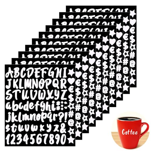 cobee 810 Stücke Buchstaben Aufkleber, 10 Blätter klebebuchstaben wetterfest buchstaben selbstklebend 2x2.8cm Hausnummer Aufkleber Alphabet Aufkleber Buchstaben zum Aufkleben für DIY Scrapbook (Weiß) von Cobee