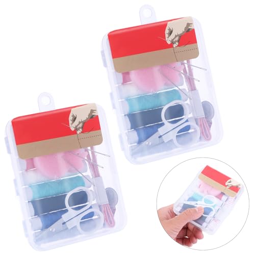 cobee DIY Nähzubehör Set,2 Stück kleines tragbares Nähset mit faltbarem Koffer Nähprojektzubehör mit Faden Schere Nadel Maßband für Zuhause Reisen Anfänger Notfa von Cobee