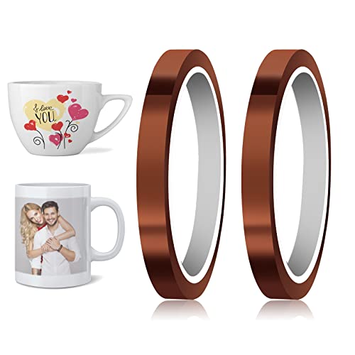 cobee Hitzebeständiges Klebeband, 10 x 33 mm 2 Rollen Hochtemperatur Klebeband Wärmeübertragungsbänder Thermoband Sublimationsband Wärmeband für Sublimation für den Elektronikdruck von Cobee