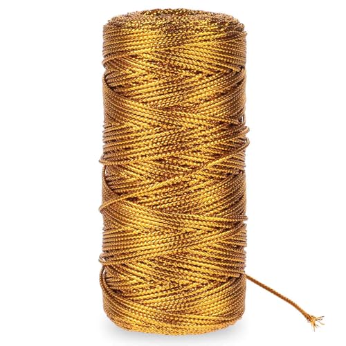 cobee Kordel Gold 1.5mm, Gold Metallic Kordel 100M Glitzer Goldschnur zum Basteln Nicht Elastisch Kordelband Schnur DIY Bastelschnur zum Handwerk Hochzeit Dekorieren Geschenkverpackungen(1.5mm) von Cobee