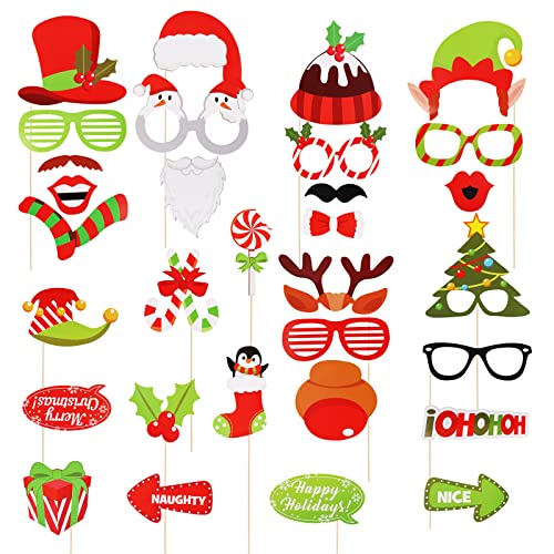 cobee Weihnachtsfeier Photo Booth Requisiten, 32 teiliges kreatives Happy Christmas Pose Sign Kit,lustige Weihnachten DIY Selfie Requisiten für Erwachsene Kinder Weihnachtsdekoration Zubehör cobee Weihnachtsfeier Photo Booth Requisiten, 32 teiliges kreatives Happy Christmas Pose Sign Kit,lustige Weihnachten DIY Selfie Requisiten für Erwachsene Kinder Weihnachtsdekoration Zubehör von Cobee