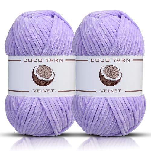 Samtgarn zum Häkeln - CocoYarn - Chenille Chunky Garn zum Handstricken, flauschig weiches Plüsch-Amigurum, sperriges Babydeckengarn zum Häkeln, 100 g (2, Flieder-05) von coco yarn