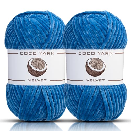 Samtgarn zum Häkeln - CocoYarn - Chenille Chunky Garn zum Handstricken, flauschig weiches Plüsch-Amigurum, sperriges Babydeckengarn zum Häkeln, 100 g (2, Seeblau-41) von coco yarn