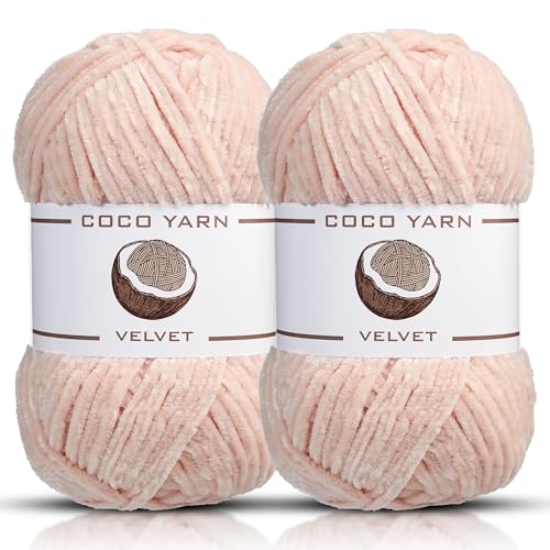 Samtgarn zum Häkeln - CocoYarn - Chenille Chunky Garn zum Handstricken, flauschig weiches Plüsch Amigurum sperriges Babydeckengarn zum Häkeln 100g (2, Pastellgelb-33) von coco yarn