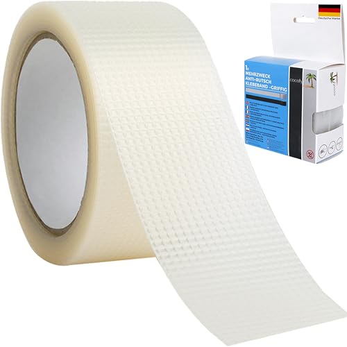 cocofy Mehrzweck Anti-Rutsch Grip Klebeband aus Gummi, transparent, Gummistreifen selbstklebend 5x300 cm – nicht abrasiv, wasserfest, BPA frei [NEUHEIT 2025] von cocofy