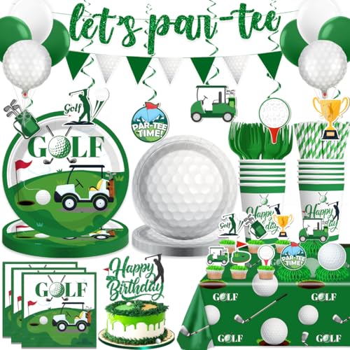 342 Stück Golf-Party-Dekorationen, Golf-Geburtstagsdekorationen umfassen Golfteller und Servietten, Banner hängende Wirbel, Tischdecke, Cupcake-Topper, Ballon, für Golf-Geburtstagsparty-Dekorationen 342 Stück Golf-Party-Dekorationen, Golf-Geburtstagsdekorationen umfassen Golfteller und Servietten, Banner hängende Wirbel, Tischdecke, Cupcake-Topper, Ballon, für Golf-Geburtstagsparty-Dekorationen von cocomigo