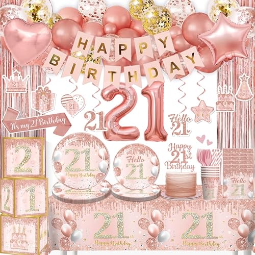 Cocomigo 21. Geburtstag Dekorationen Rosa, All-in-One Party Supplies Pack mit 20 Tellern, It's My 21Birthday Schärpe, Rosa Fransenvorhang für 21. Geburtstag Mädchen Party Cocomigo 21. Geburtstag Dekorationen Rosa, All-in-One Party Supplies Pack mit 20 Tellern, It's My 21Birthday Schärpe, Rosa Fransenvorhang für 21. Geburtstag Mädchen Party von cocomigo