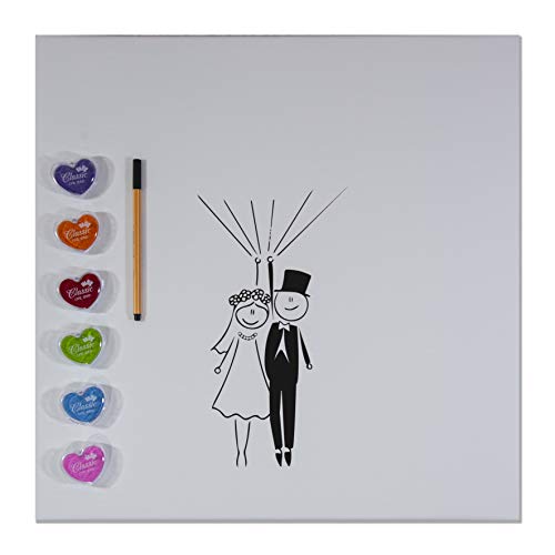 codiarts. Leinwand für Fingerabdrücke DIY Hochzeit, Jubiläum, Familienfeier, Party, Geburtstag als Gästebuch inkl. Stempelkissen und Stift - Motiv Brautpaar - 50x50cm codiarts. Leinwand für Fingerabdrücke DIY Hochzeit, Jubiläum, Familienfeier, Party, Geburtstag als Gästebuch inkl. Stempelkissen und Stift - Motiv Brautpaar - 50x50cm von codiarts.