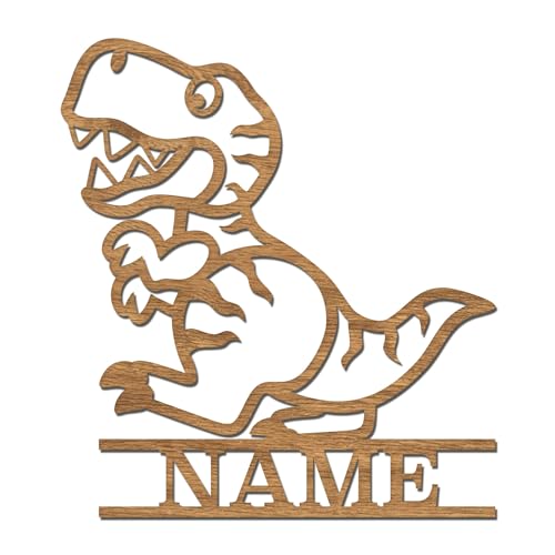 codiarts. Namensschild, Wandbild, Kinderzimmer, Kindertür, personalisierbar mit Namen, selbstklebend (T-Rex Dino) von codiarts.
