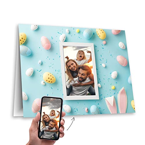 codiarts. Osterkarte personalisiert mit deinem Foto XL-Klappkarte DIN A4 mit Umschlag Ostern, Grußkarte (Ostereier 02) von codiarts.