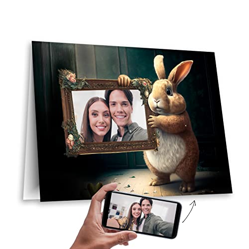 codiarts. Osterkarte personalisiert mit deinem Foto XL-Klappkarte DIN A4 mit Umschlag Ostern, Grußkarte (Osterhase 02) von codiarts.