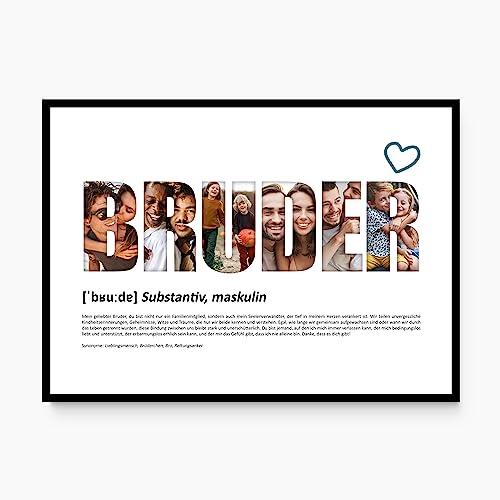 codiarts. Poster XL-Grußkarte personalisiert, mit deinen Fotos und Definition, DIN A4 Klappkarte, inkl. Umschlag, optional mit Rahmen, Fotogeschenk personalisierbar (010 BRUDER) von codiarts.