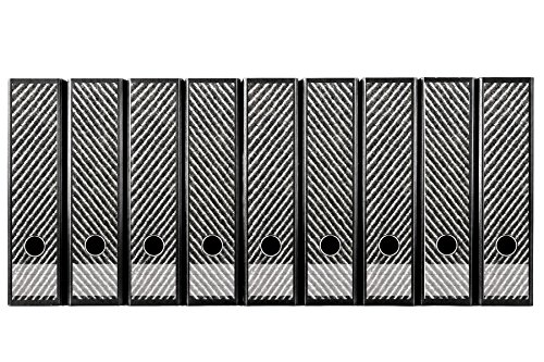 codiarts. Ordnerrücken selbstklebend | Etiketten Set für 9 breite Ordner | gestantzt mit Griffloch | Rückenschild breit | Textile Mustermotiv quergestreift grau von codiarts.