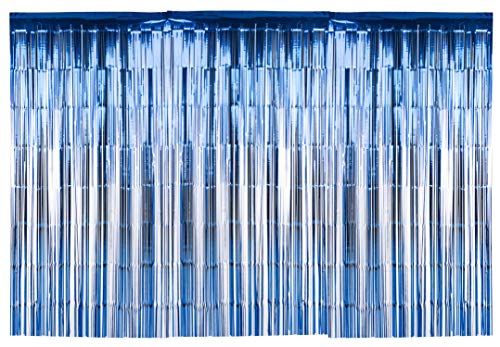 codiarts. metallische Lametta Vorhänge -Folie für Geburtstag Hochzeit, Party, Fotobox DIY Photo Booth Dekorationen, Tür, Fenster, Hintergrund Foto Requisiten, 3 Stück je 1mx2m (Blue) von codiarts.