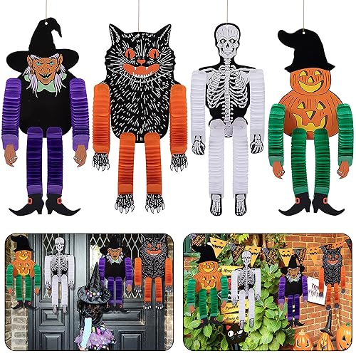 codree 4 Stück Vintage Halloween Tissue Tänzer - L-Größe Hexe Schädel Seidenpapier Hängende Dekoration – Gruselige Halloween Papier Hängende Ornamente für Baumtür Wand Heimdekoration codree 4 Stück Vintage Halloween Tissue Tänzer - L-Größe Hexe Schädel Seidenpapier Hängende Dekoration – Gruselige Halloween Papier Hängende Ornamente für Baumtür Wand Heimdekoration von codree