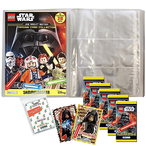 Bundle mit Blue Ocean Lego Star Wars - Serie 4 Trading Cards - 1 Leere Sammelmappe + 5 Booster + 2 Limitierte Star Wars Karten + Exklusive Collect-it Hüllen von collect-it.de MY HOME OF CARDS + TOYS