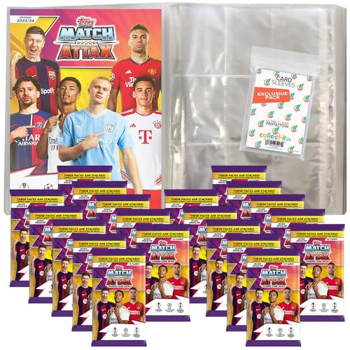 Bundle mit Champions League 2023/24 - Trading Cards - 1 Leere Sammelmappe + 20 Booster + Exklusive Collect-it Hüllen von collect-it.de MY HOME OF CARDS + TOYS