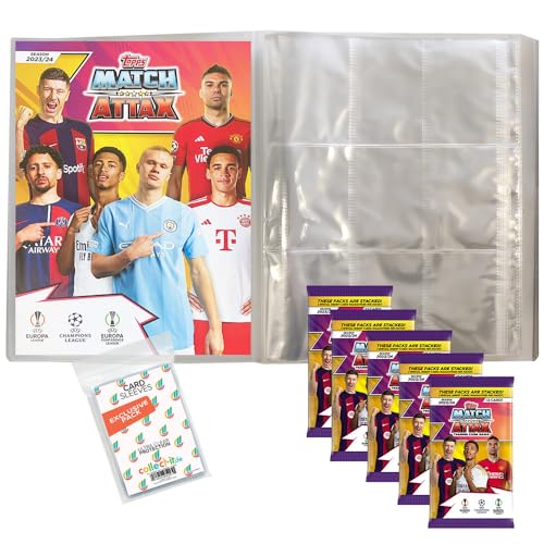 Bundle mit Champions League 2023/24 - Trading Cards - 1 Leere Sammelmappe + 5 Booster + Exklusive Collect-it Hüllen von collect-it.de MY HOME OF CARDS + TOYS